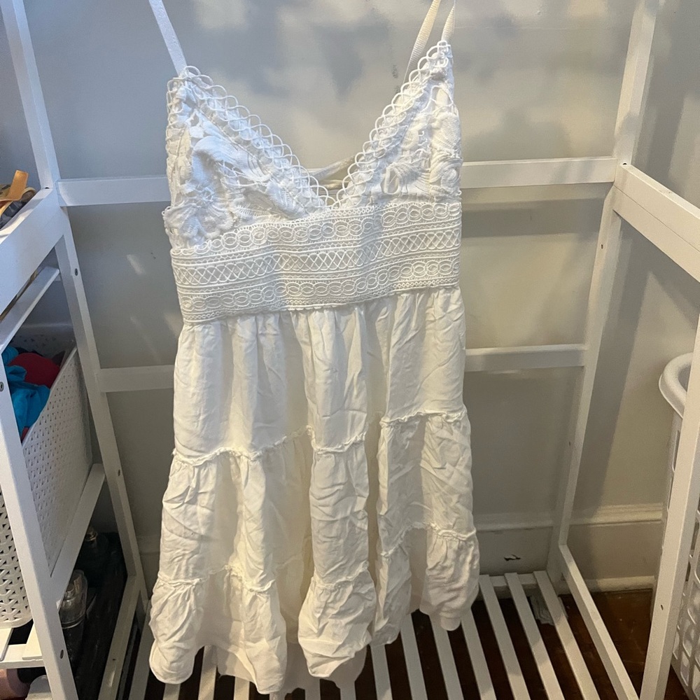 White Open Back Spring Dress Size S